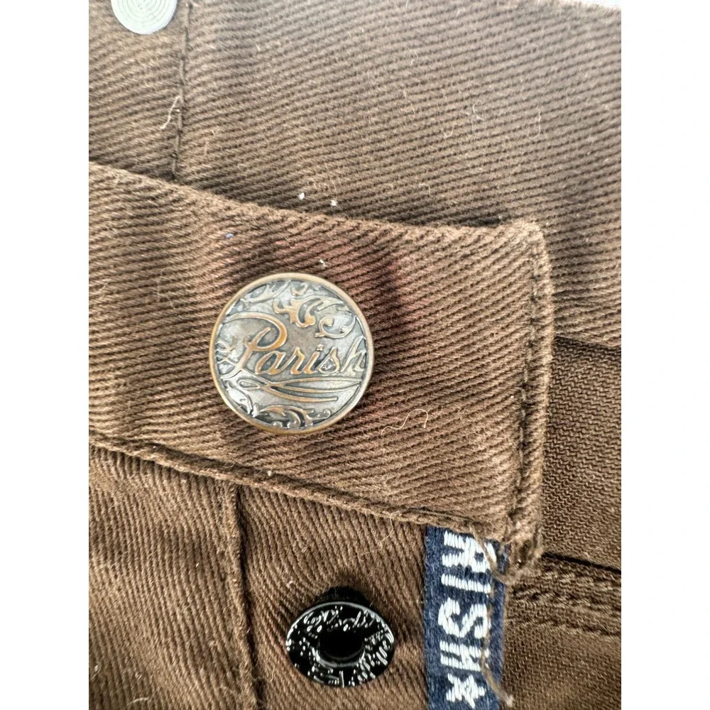 Y2K Parish‎ Brown Jeans 44 Straight Leg Cotton Casual Pants Hip Hop Button Fly